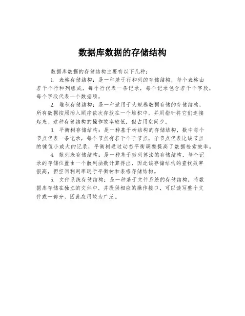 数据库数据的存储结构