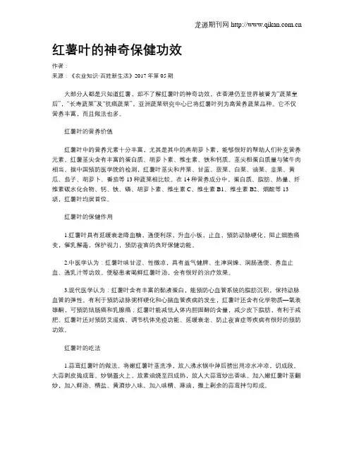 红薯叶的神奇保健功效