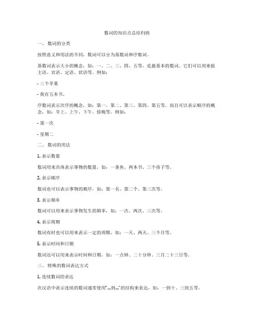 数词的知识点总结归纳