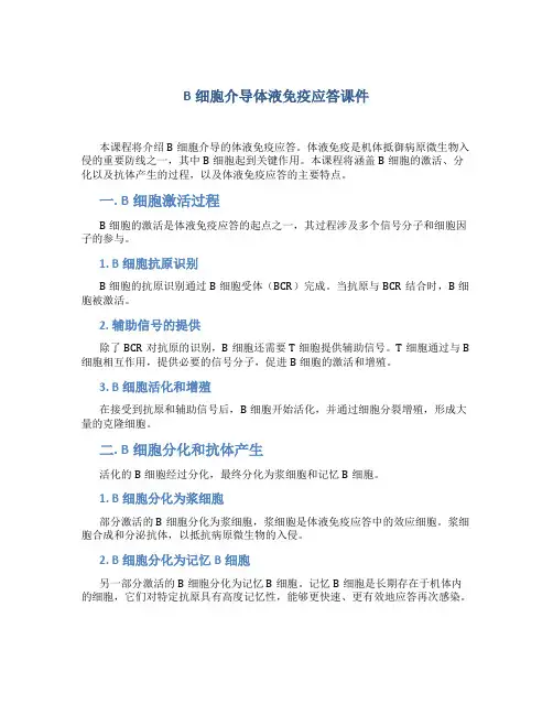 B细胞介导体液免疫应答课件