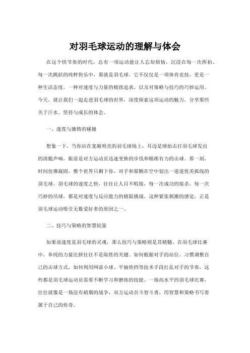 【羽毛球】对羽毛球运动的理解与体会