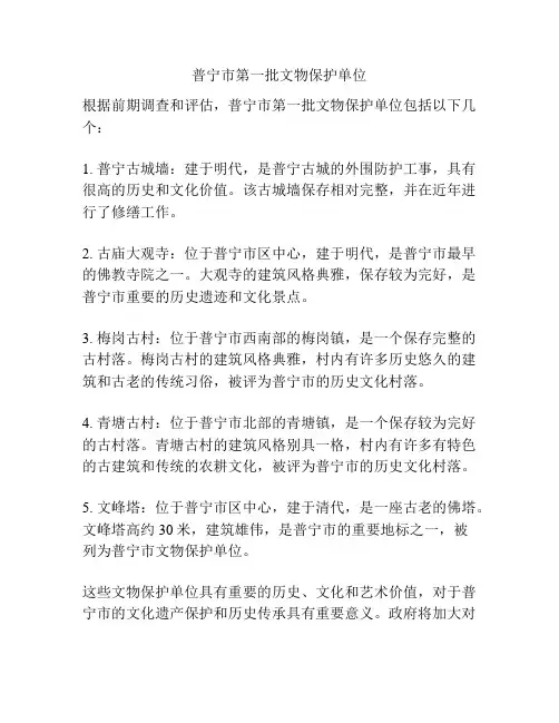 普宁市第一批文物保护单位