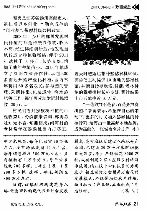 猕猴桃种植带民富