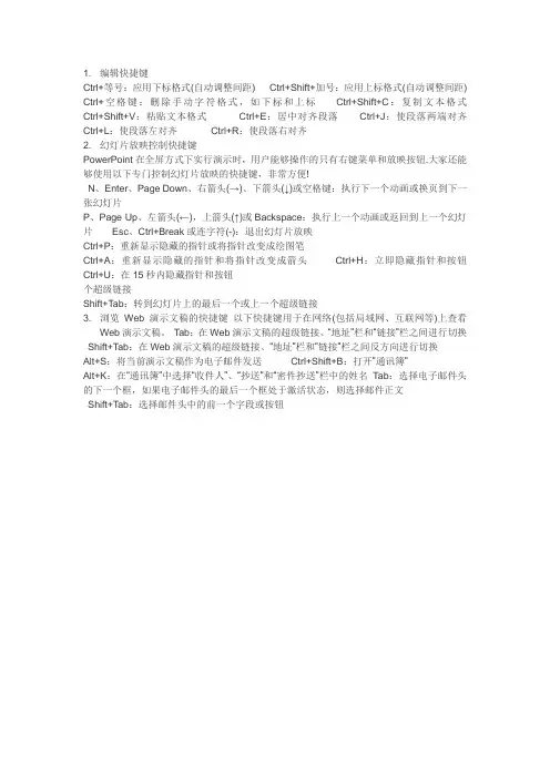 ppt编辑快捷键