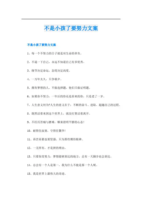 不是小孩了要努力文案