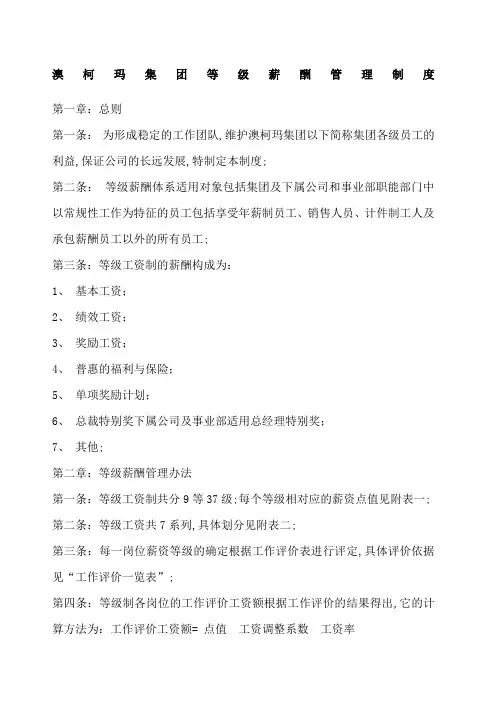 澳柯玛集团等级薪酬管理规定新动力管理培训