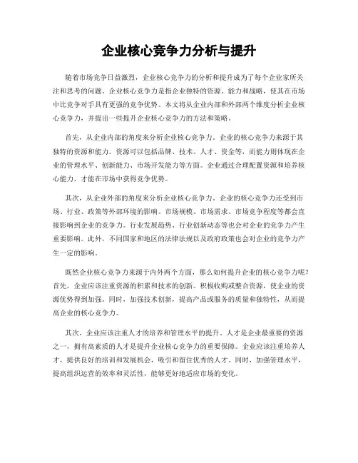 企业核心竞争力分析与提升