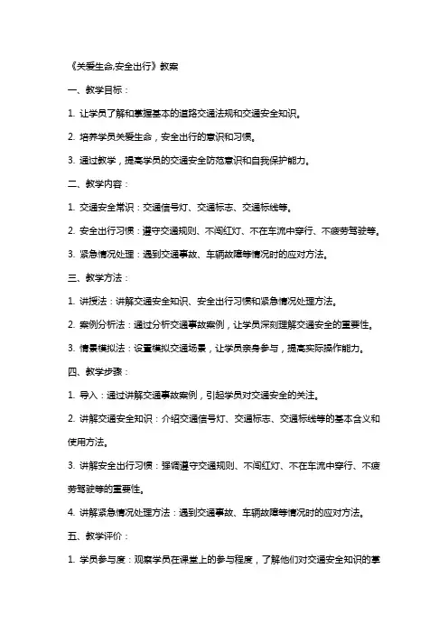 《关爱生命,安全出行》教案