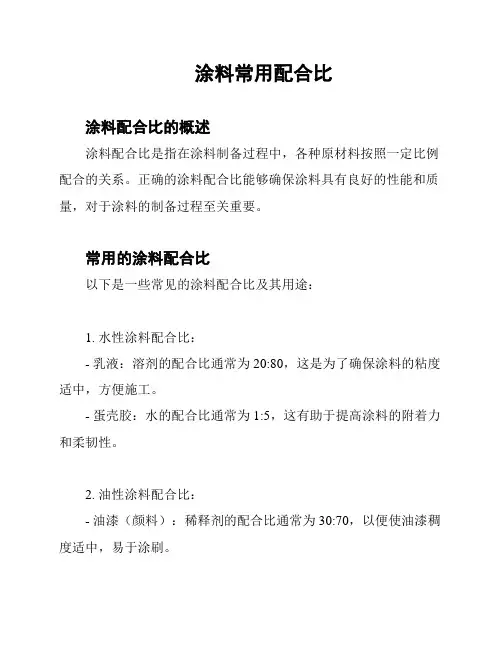 涂料常用配合比