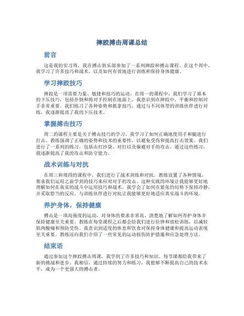 摔跤搏击周课总结
