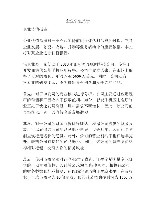 企业估值报告