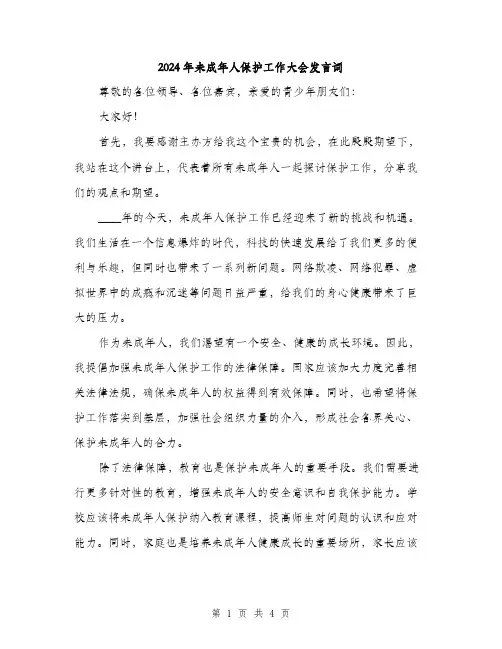2024年未成年人保护工作大会发言词（2篇）
