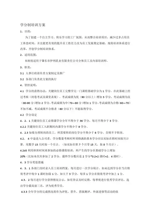 学分制培训方案2012【模板范本】