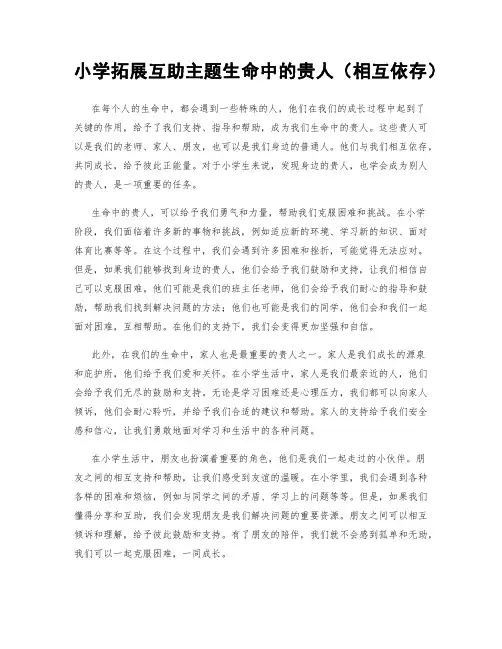 小学拓展互助主题生命中的贵人(相互依存)