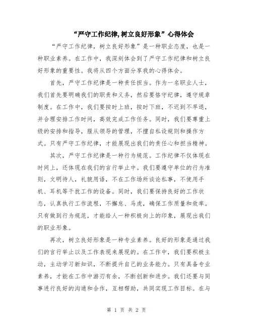 “严守工作纪律,树立良好形象”心得体会