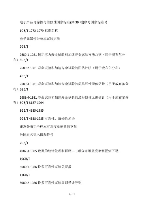 5.可靠性GB标准清单(全)