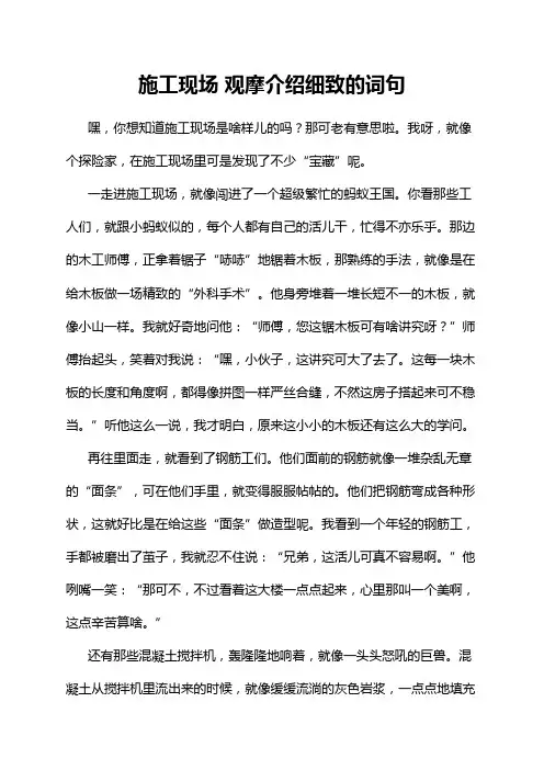 施工现场 观摩介绍细致的词句