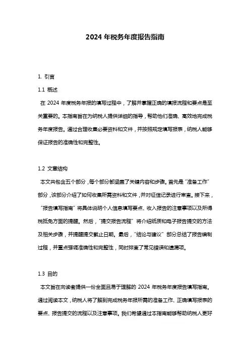 2024年税务年度报告指南