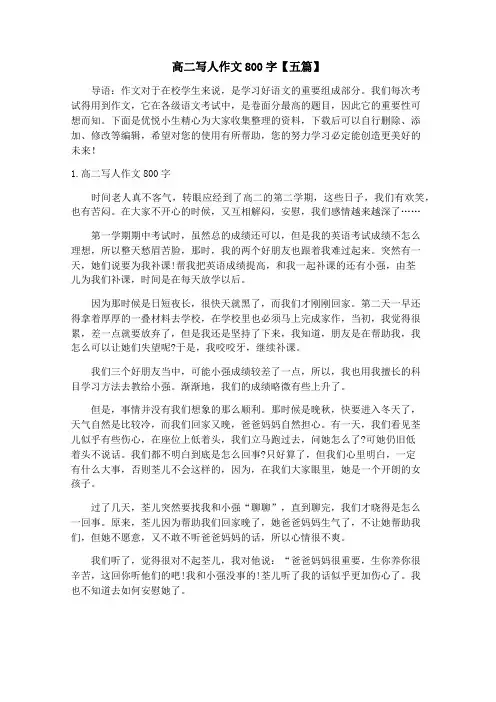 高二写人作文800字【五篇】