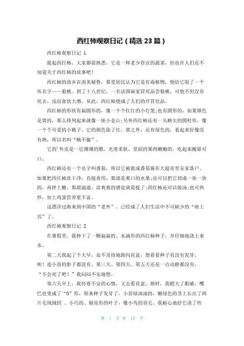 西红柿观察日记(精选23篇)