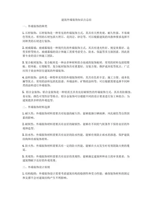 建筑外墙装饰知识点总结
