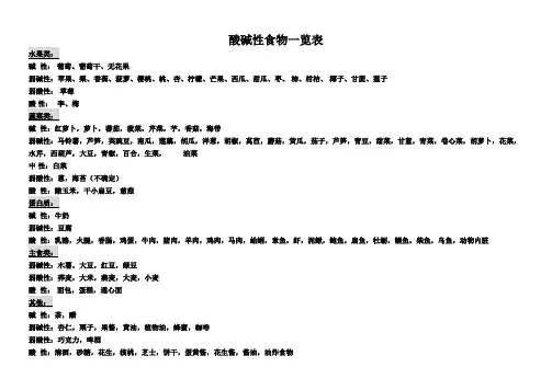 酸碱性食物一览表