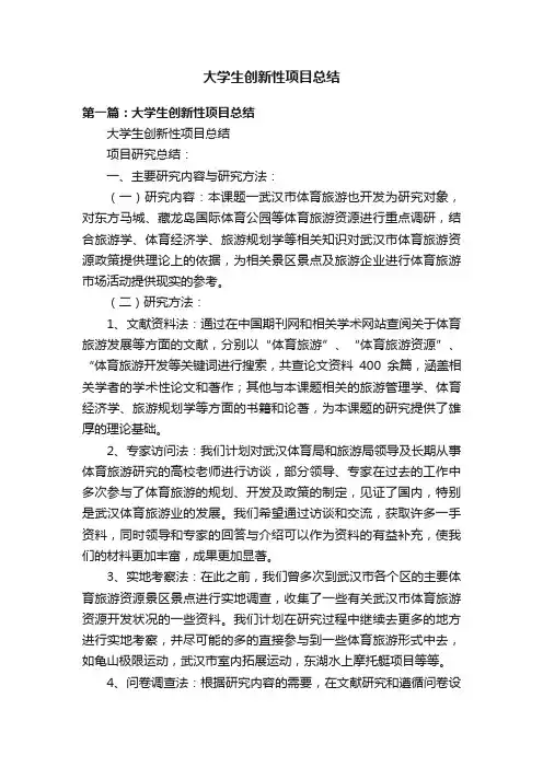 大学生创新性项目总结