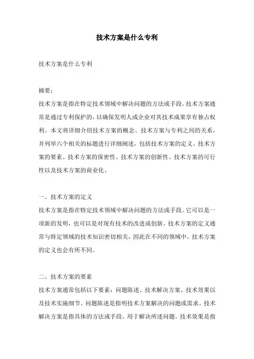 技术方案是什么专利