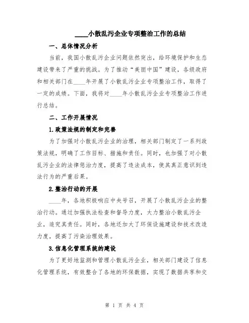 2024小散乱污企业专项整治工作的总结