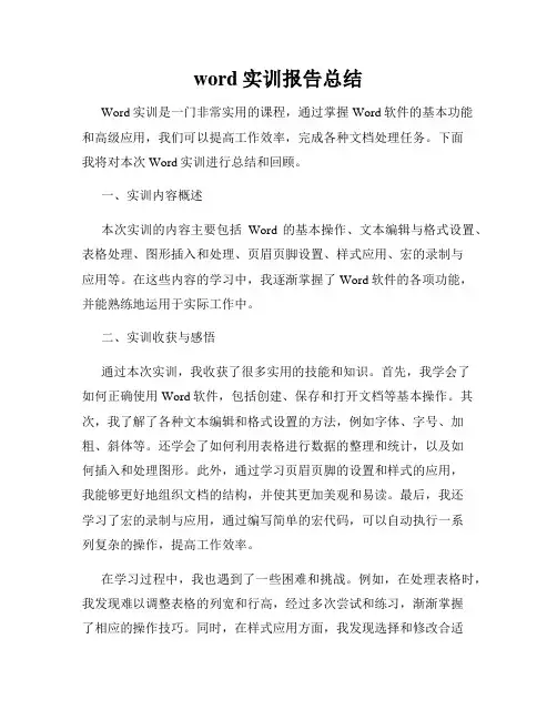 word实训报告总结