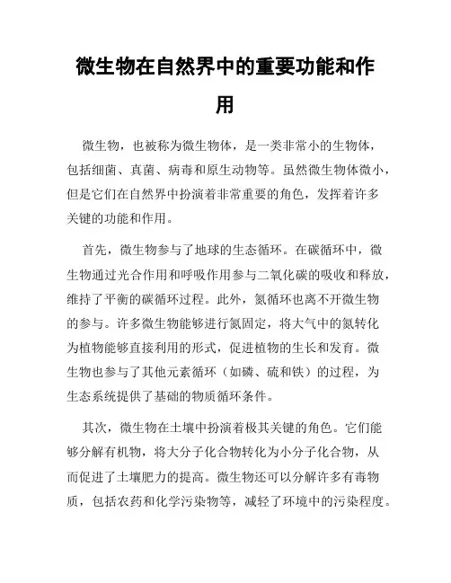 微生物在自然界中的重要功能和作用