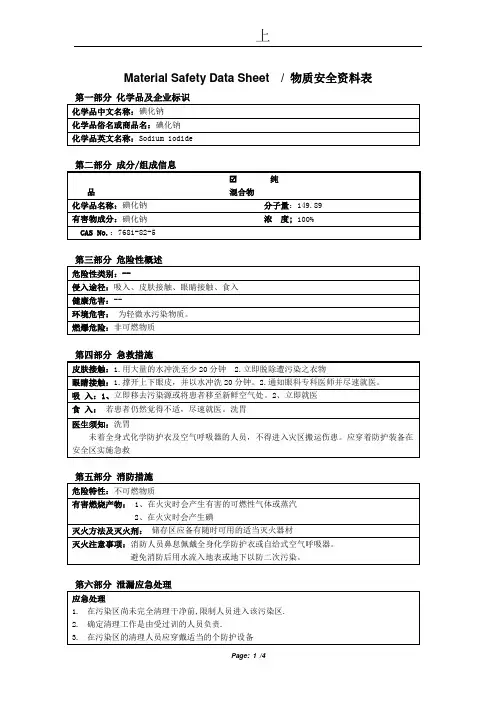 碘化钠MSDS