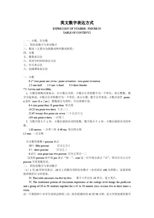 英文数字表达方式-----精品大全