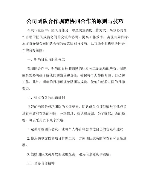 公司团队合作规范协同合作的原则与技巧