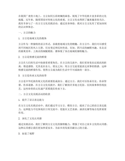 方言文化实践心得体会