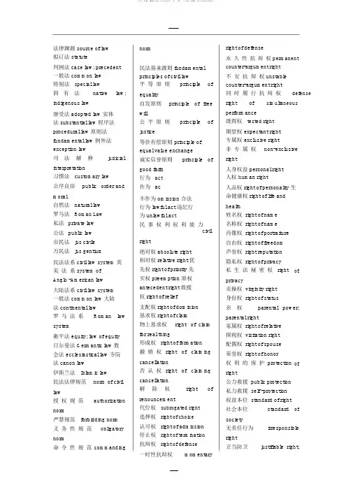 法律英语词汇大全(完美打印版)