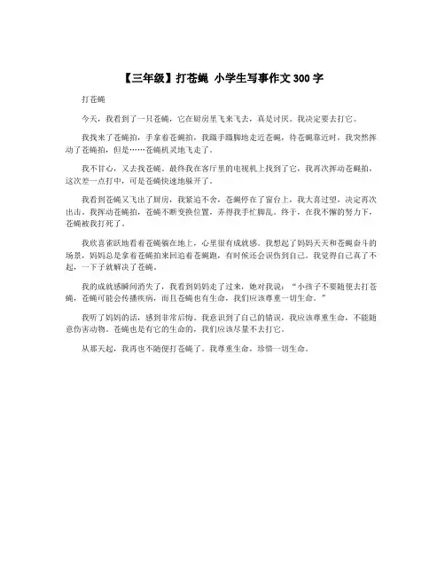 【三年级】打苍蝇 小学生写事作文300字