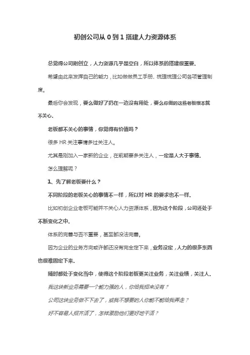 初创公司从0到1搭建人力资源体系