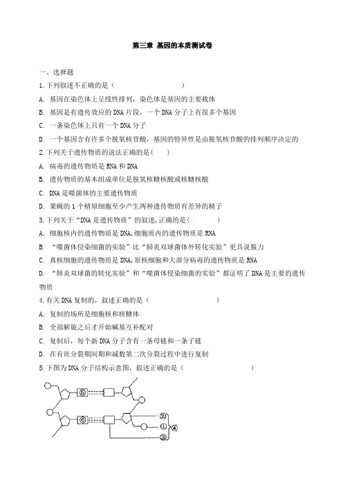 【精编】人教版高中生物必修2 基因的本质 检测卷 含解析