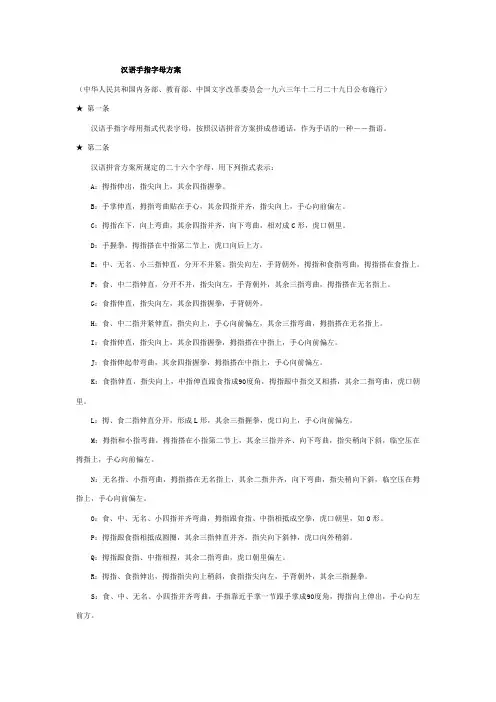 手语字母图说明