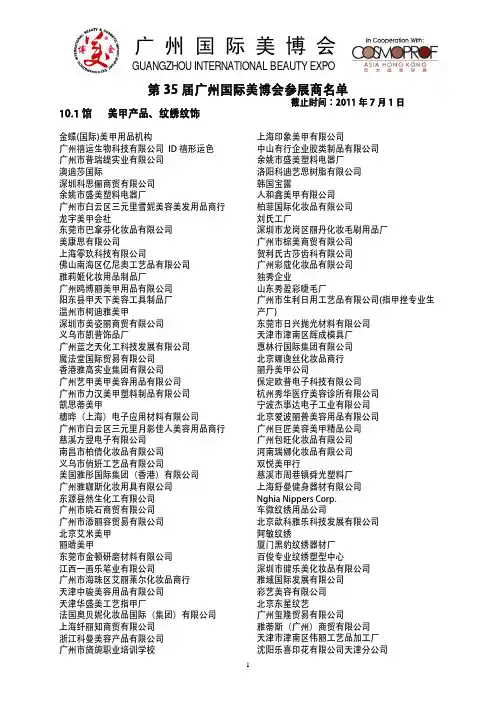 35届广州国际美博会展商名单