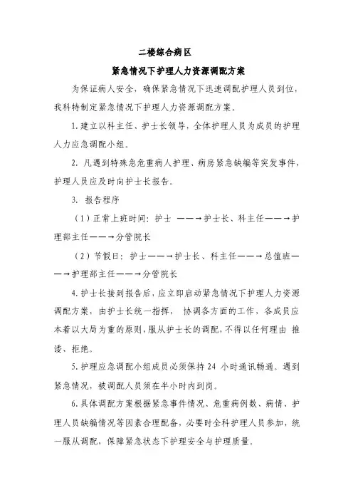内科紧急情况下护理人力资源调配方案