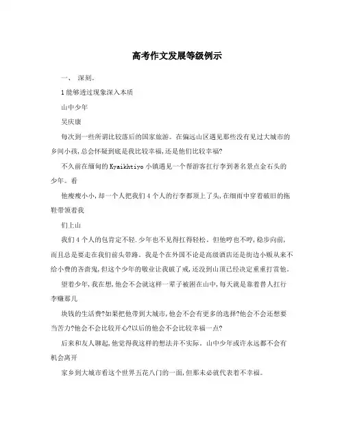 高考作文发展等级例示