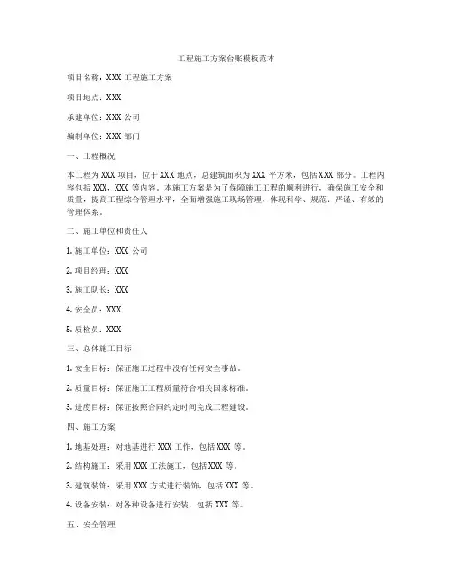 工程施工方案台账模板范本
