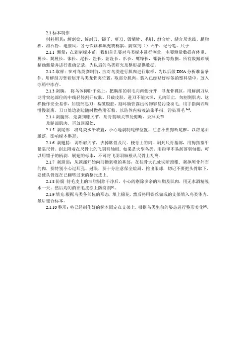 鸟类标本制作方法