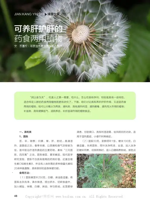 可养肝护肝的药食两用植物