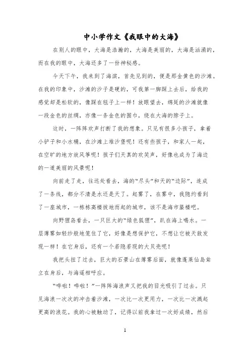 中小学作文《我眼中的大海》