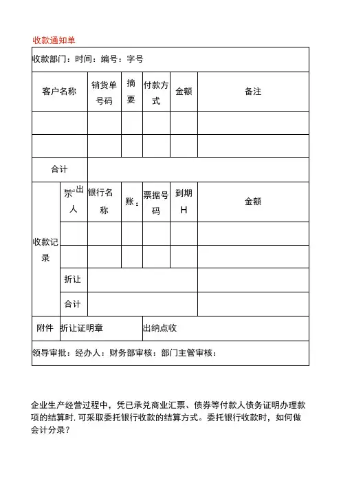 收款告知单模板