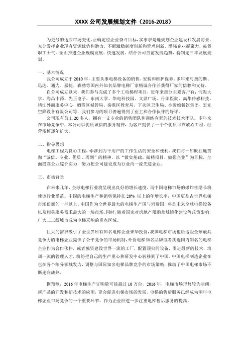 企业发展规划文件(模版)