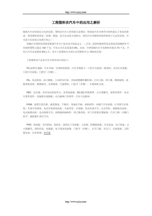 工程塑料在汽车中的应用之解析